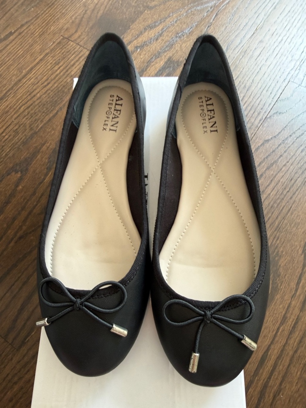 Alfani Black Bow-Accent Slip-On Ballet Flats
